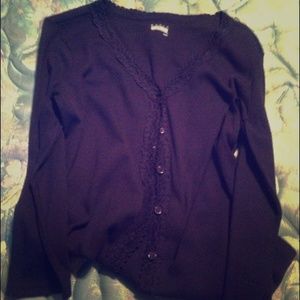 Navy blue lace detail cardigan