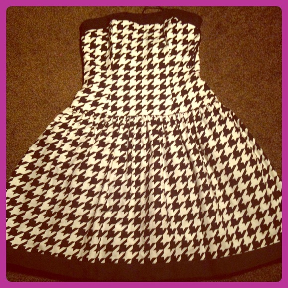 Vintage Dresses & Skirts - Vintage Houndstooth & Floral Print Dress