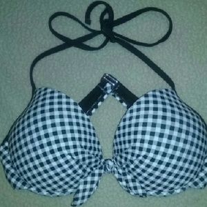 plaid black & white swimsuit