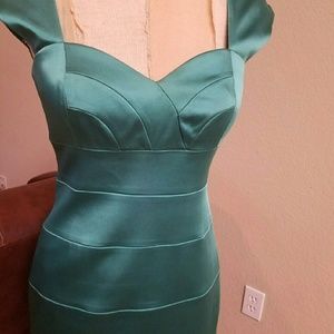 Green/blue satin dress