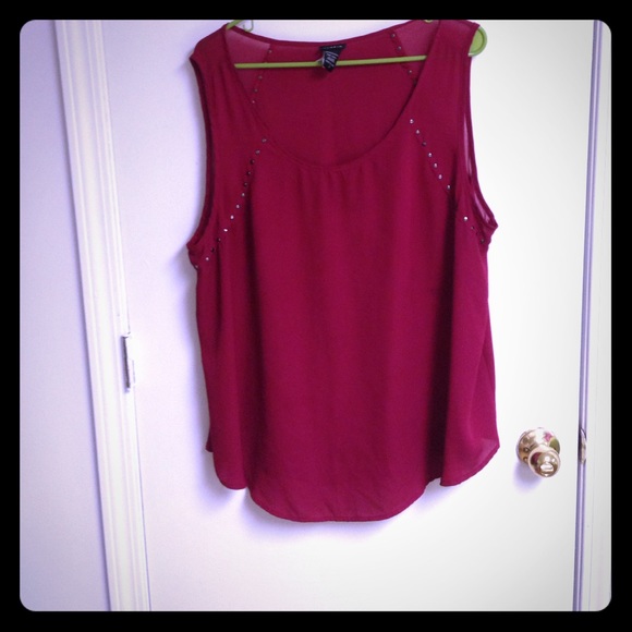 Pink/maroon studded sheer chiffon tank from torrid