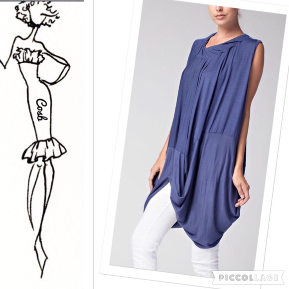 1 Left! ! Two-Toned Dusty Denim Color Top - Picture 2 of 4