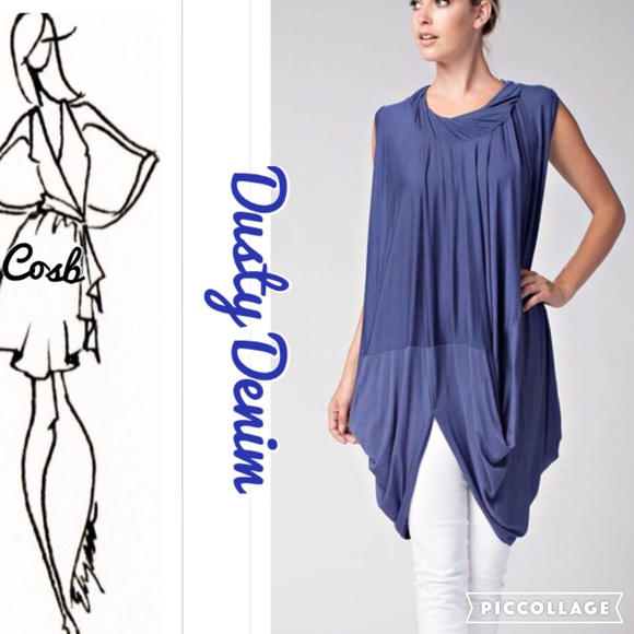 Cosb Tops - 1 Left! ! Two-Toned Dusty Denim Color Top