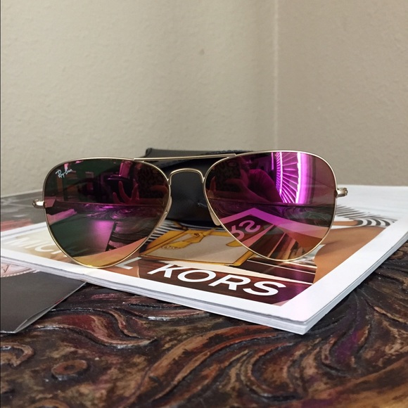 Brand New Ray-Ban Pink Lens Aviators