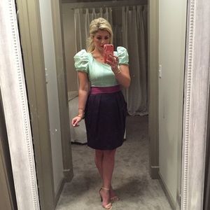 Mint and Purple puff sleeve dress