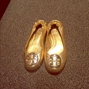 Tory Burch Gold Flat Shoes