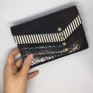 Henri Bendel Patent Python Leather Wallet