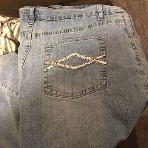 Beaded denim capris