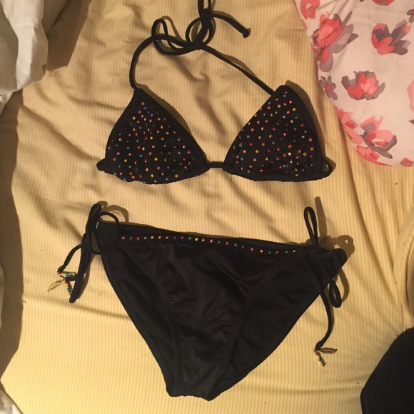 Black Mirrored String Bikini