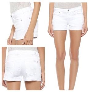 7 For All Mankind White Roll Up Shorts