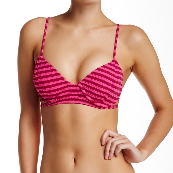 Volcom, Broken Lines Underwire Bikini Top Pink - Picture 2 of 4