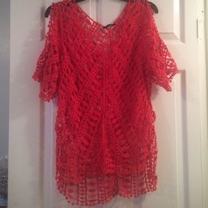 COLD SHOULDER SALMON CROCHET TOP
