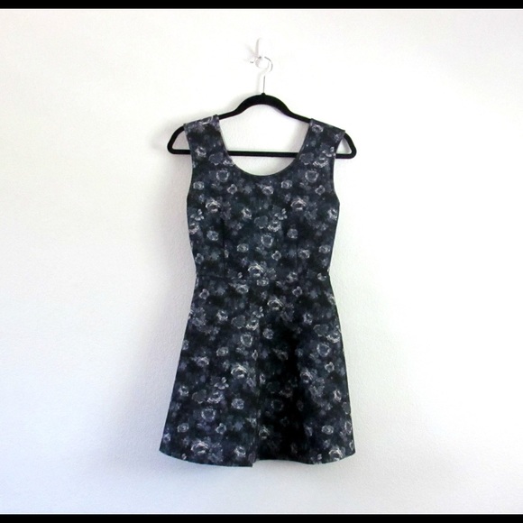 Navy Blue Floral Fit & Flare Dress