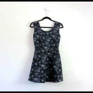 Navy Blue Floral Fit & Flare Dress