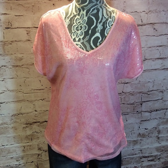 Maurices Tops - SZ LG MAURICES PINK SEQUIN TOP