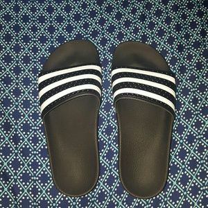 Brand New Black and White Adilette Adidas Slides