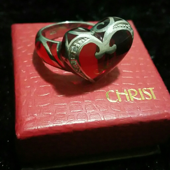 Silver Red heart ring - Picture 1 of 3