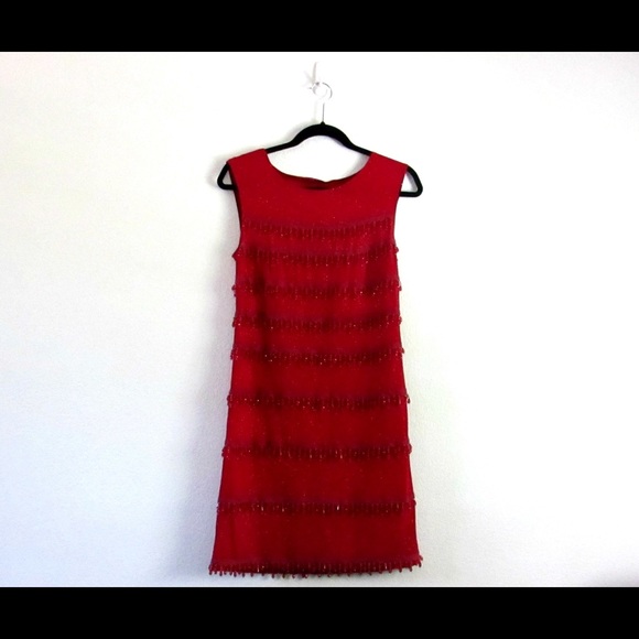 Red 1920's Handmade Beaded Flapper Dress