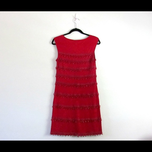 Red 1920's Handmade Beaded Flapper Dress - Picture 2 of 4