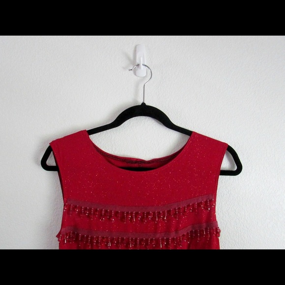 Red 1920's Handmade Beaded Flapper Dress - Picture 3 of 4