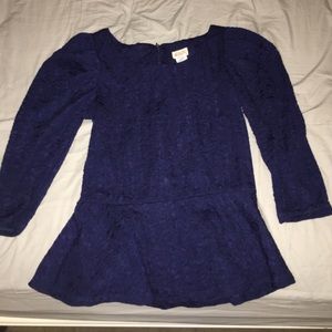 Navy blue peplum top.