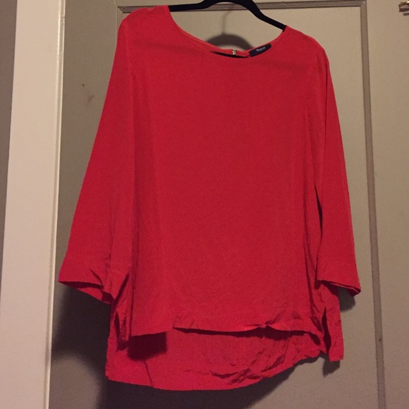 Madewell high-Lo zip back silk blouse SZ L