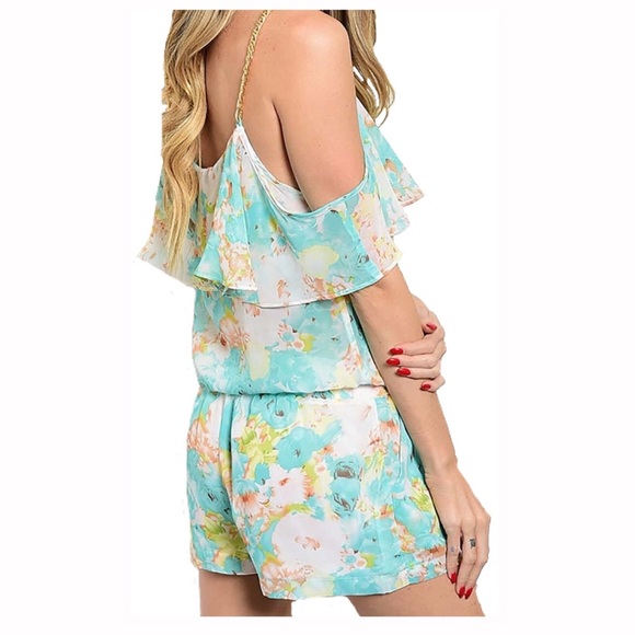 CHAIN SHOULDER ROMPER MINT - Picture 2 of 7