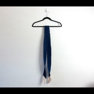 Blue and White Thin Knit Scarf