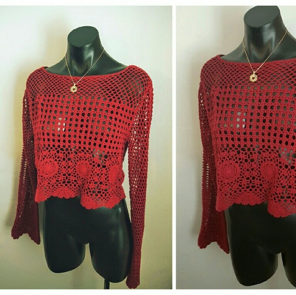 ~ Bell-Sleeve Knit Crop Top~nwt