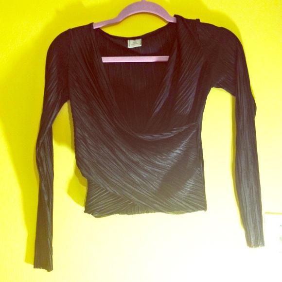 Zara Crop Wrap Long-Sleeve Dressy Top