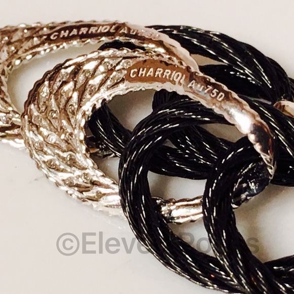 Charriol Alor Noir Diamond & Black Cable Earrings - Picture 3 of 4