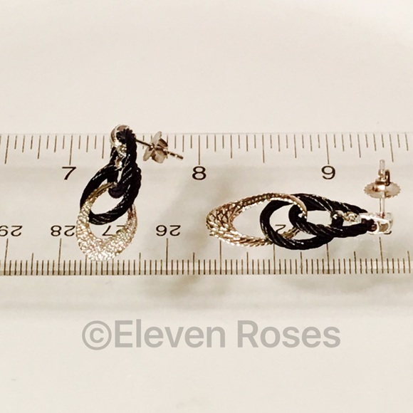 Charriol Alor Noir Diamond & Black Cable Earrings - Picture 4 of 4