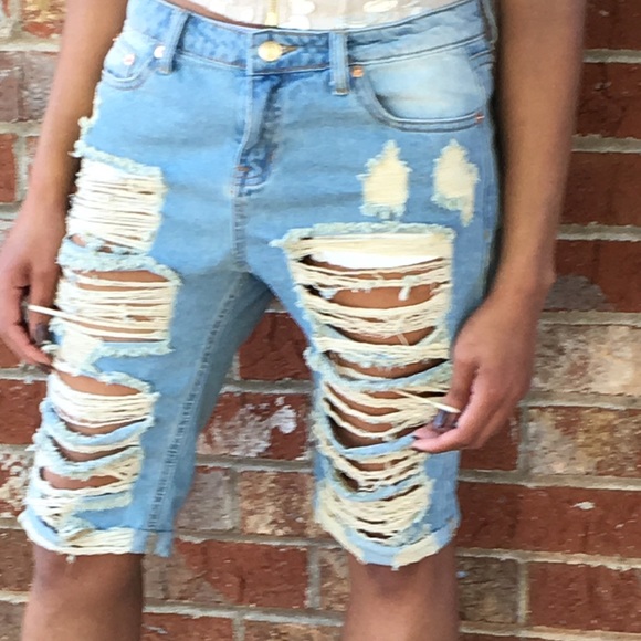 Distressed Bermuda Shorts