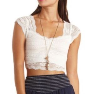 White Lace Crop Top