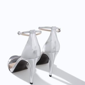 Zara Shoes - Zara silver strappy heeled sandals NWB Zara Shoes - Zara silver strappy heeled sandals NWB