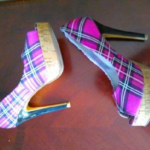 Baby Phat Pink Plaid Heels Size 6