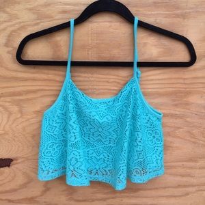 NWOT turquoise blue knitted crop top