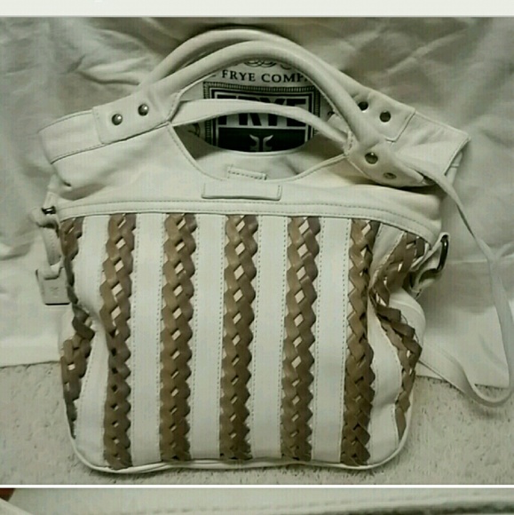 NWT GORGEOUS FRYE TRICIA WEAVED WHITE BAG