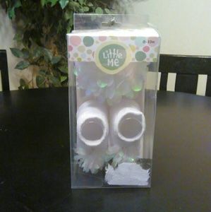 Little Me Fancy Headband & Booties 12M