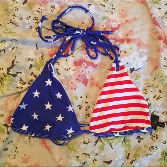 American flag print bathing suit top