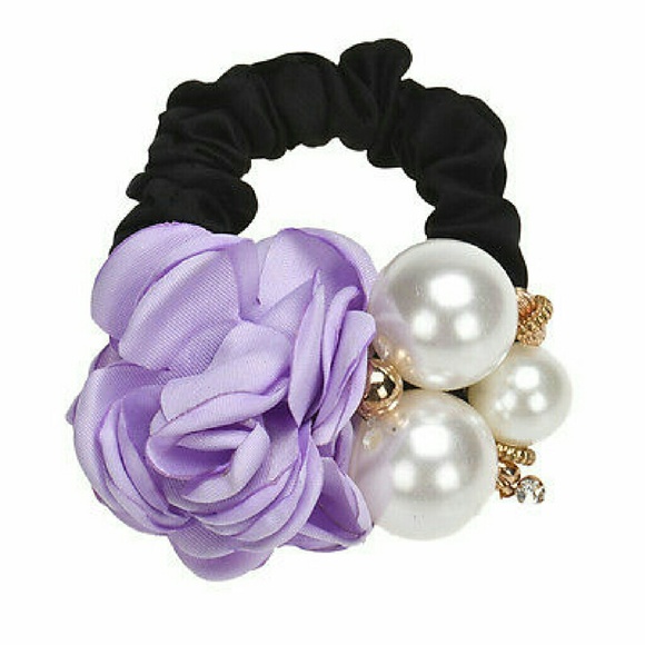 Women Girls Rose Flower Pearls Beads Hair Band Rop - Picture 2 of 4