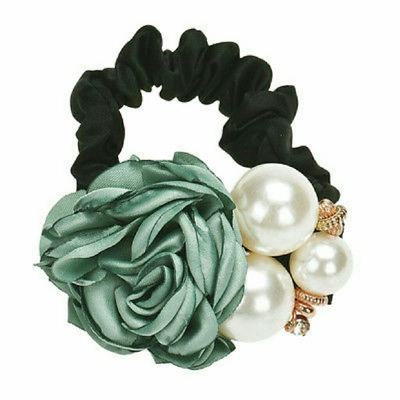 Women Girls Rose Flower Pearls Beads Hair Band Rop - Picture 3 of 4