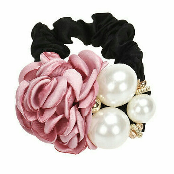 Women Girls Rose Flower Pearls Beads Hair Band Rop - Picture 4 of 4
