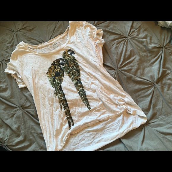 EXPRESS Gold Sequin Parrot Top