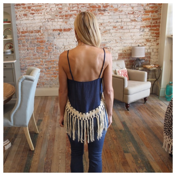 Navy fringe bottom tank - Picture 3 of 3