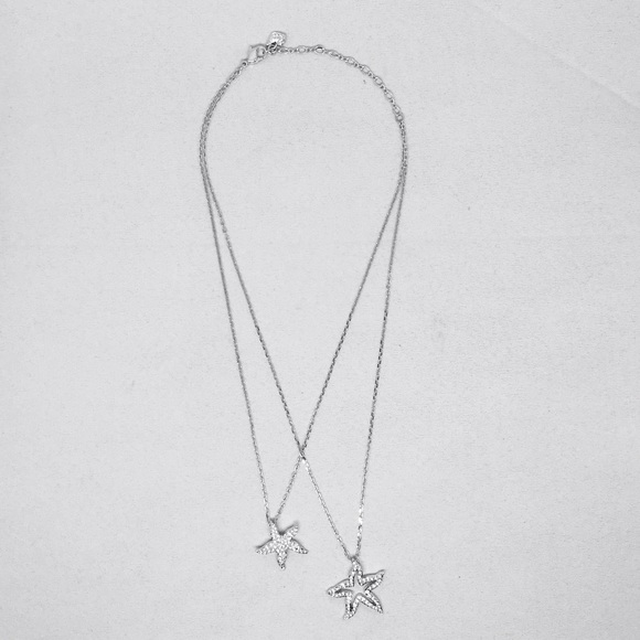 Swarovski Duo Chain Crystal Stars Pendent Necklace - Picture 1 of 4