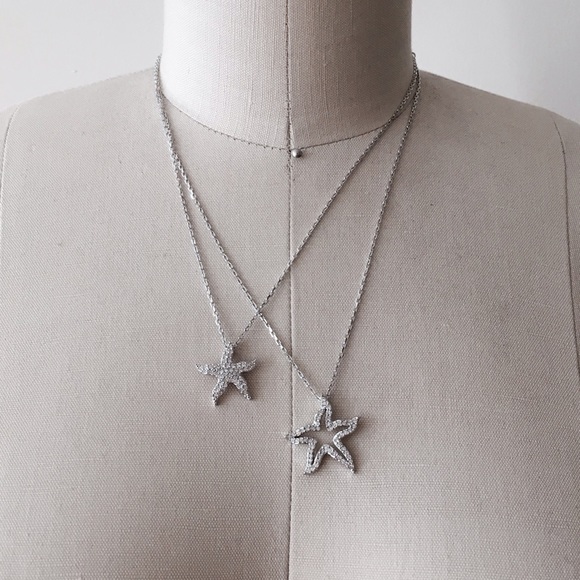 Swarovski Duo Chain Crystal Stars Pendent Necklace - Picture 3 of 4