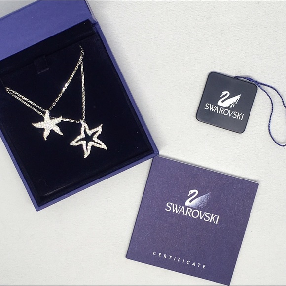 Swarovski Duo Chain Crystal Stars Pendent Necklace - Picture 4 of 4