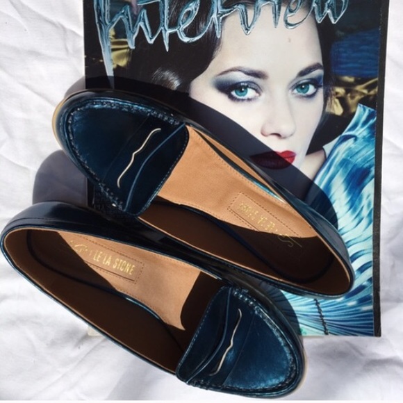 "Eina" by Leila Stone- Deep Lake Metallic Loafers!