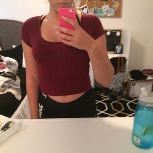 Maroon soft crop top